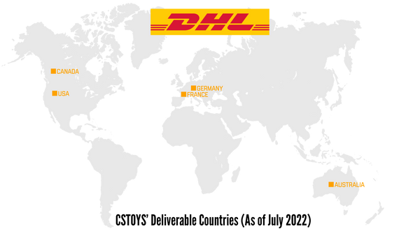 CSTOYS' Deliverable Countries with DHL (As of June 2022) 